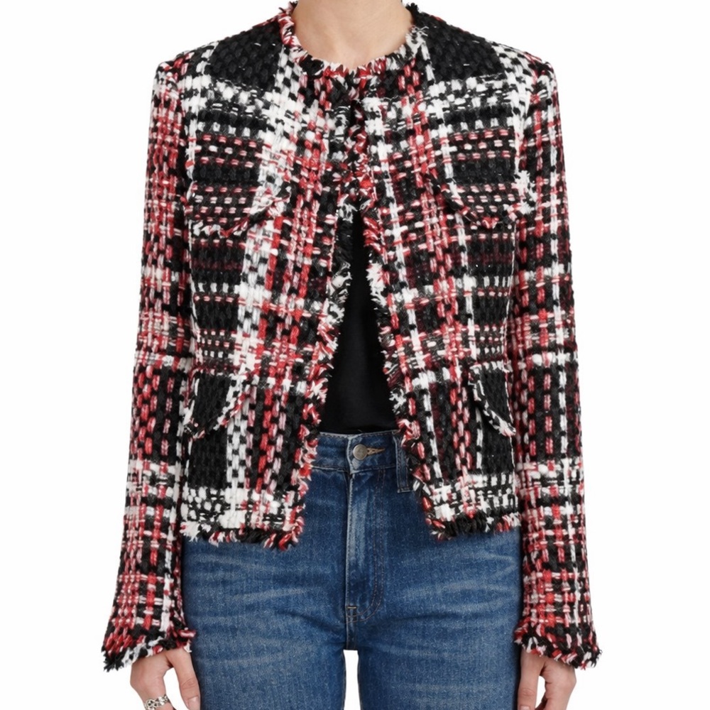 Rag & Bone Indie Tweed Wool Blend Blazer in Red Multi